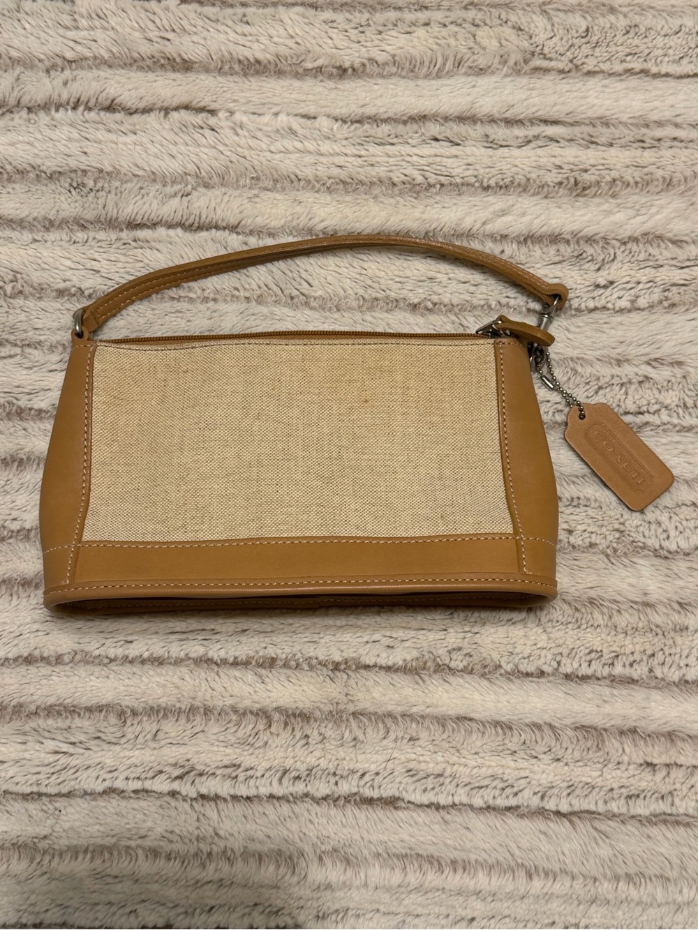 Coach Beige Canvas and Tan Leather Handbag/Wristlet